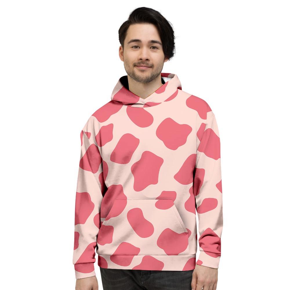 Light Pink Cow Print Men's Hoodie-grizzshop