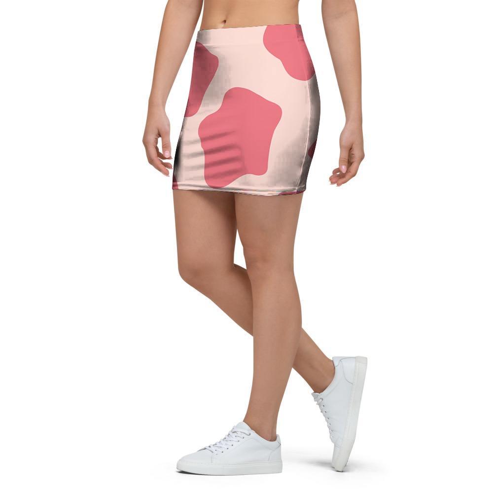 Light Pink Cow Print Mini Skirt-grizzshop