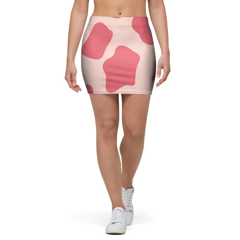 Light Pink Cow Print Mini Skirt-grizzshop