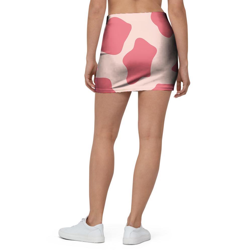 Light Pink Cow Print Mini Skirt-grizzshop