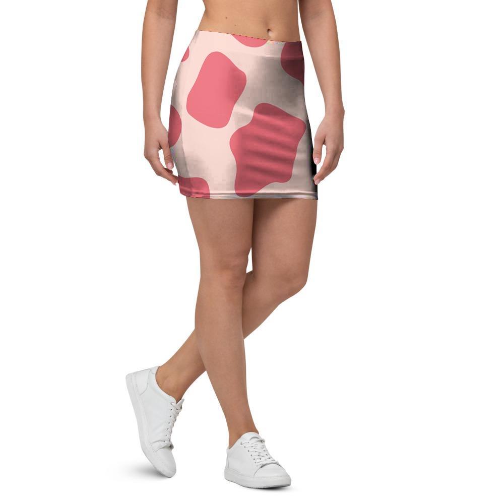 Light Pink Cow Print Mini Skirt-grizzshop