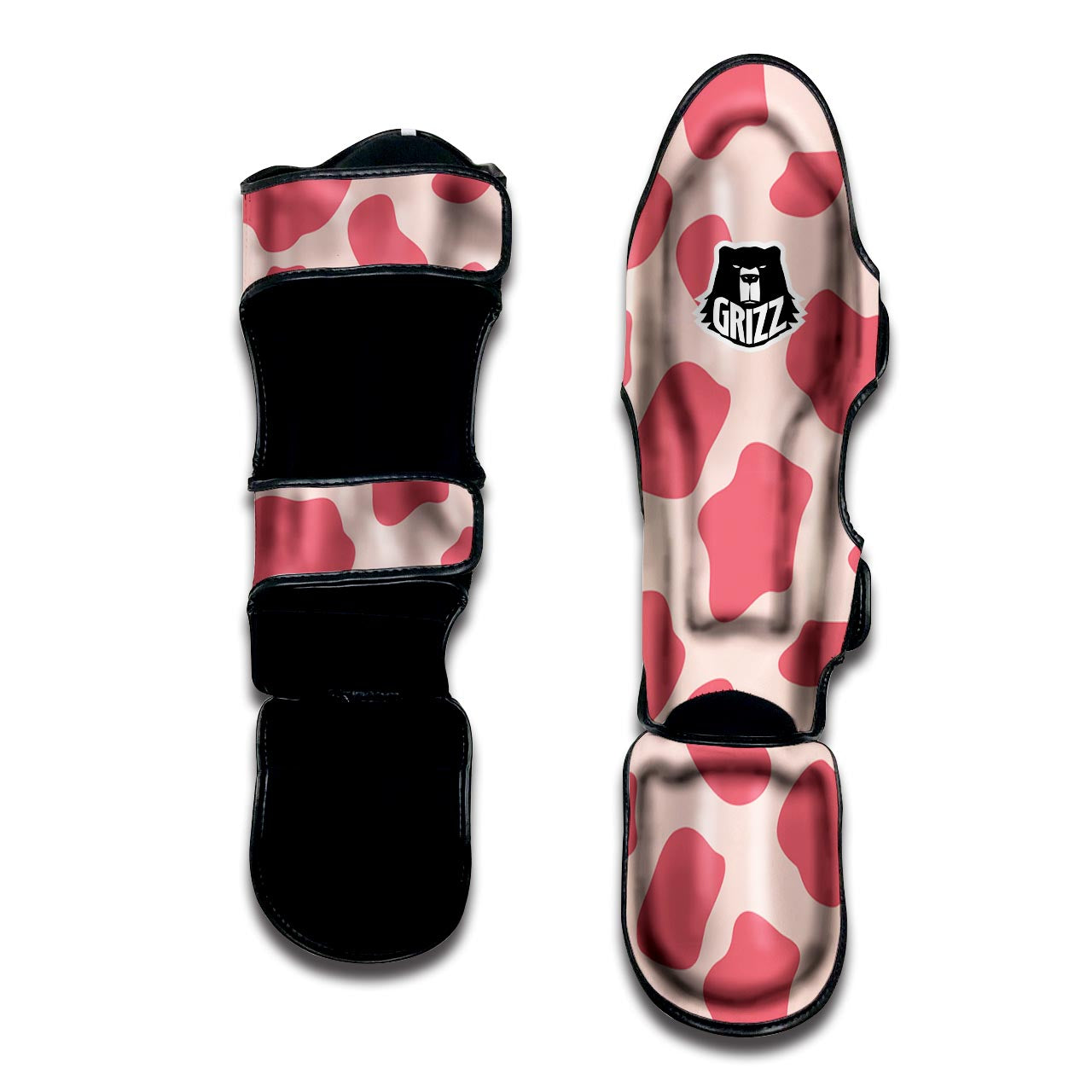 Light Pink Cow Print Muay Thai Shin Guard-grizzshop