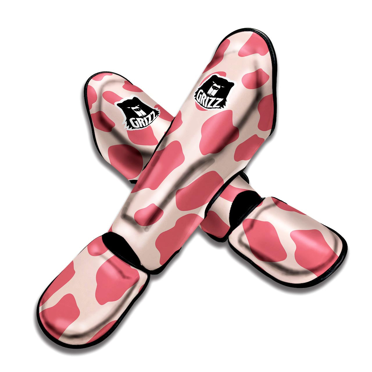 Light Pink Cow Print Muay Thai Shin Guard-grizzshop