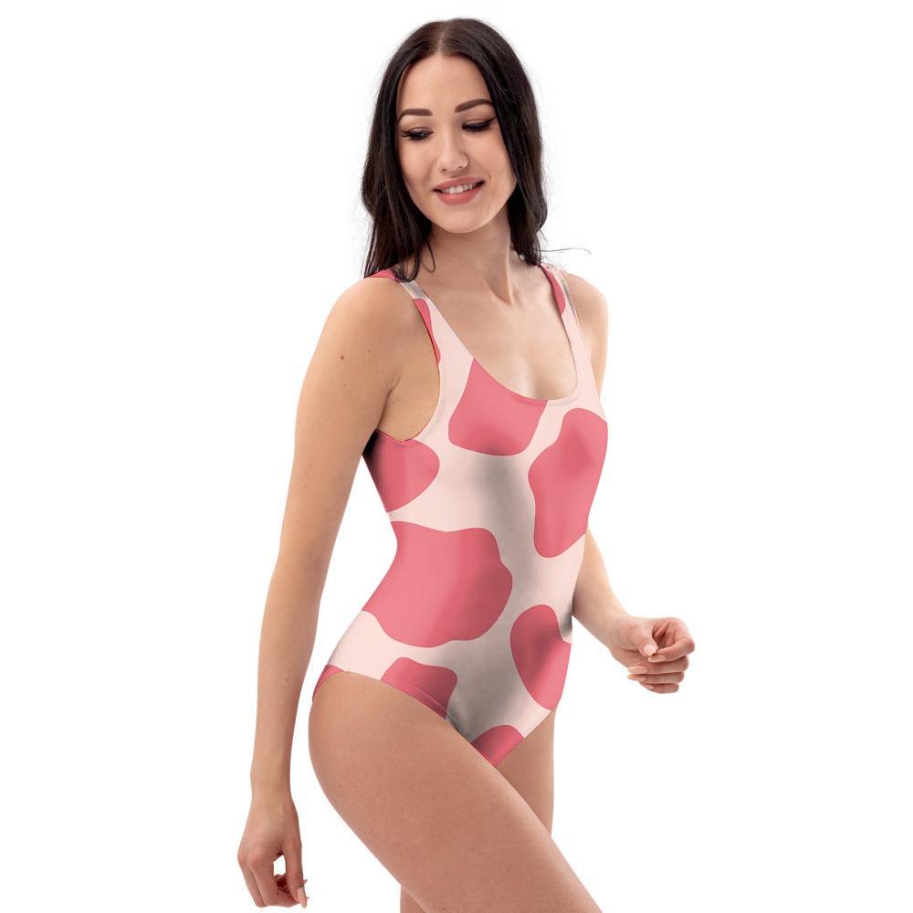 Light Pink Cow Print One Piece Swimsuite-grizzshop