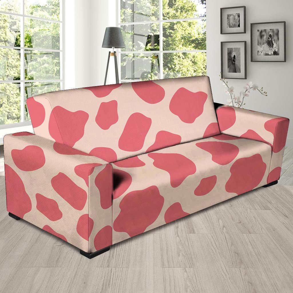 Light Pink Cow Print Sofa Cover-grizzshop