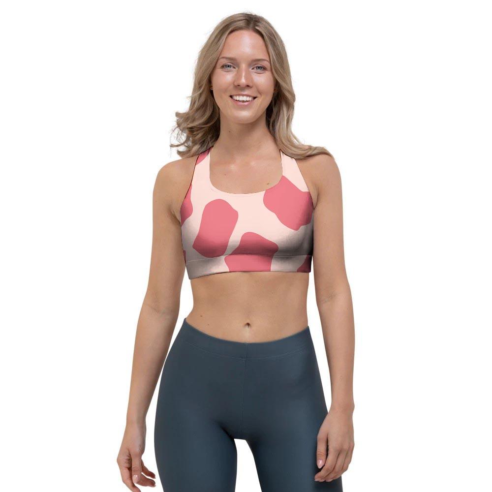 Light Pink Cow Print Sports Bra