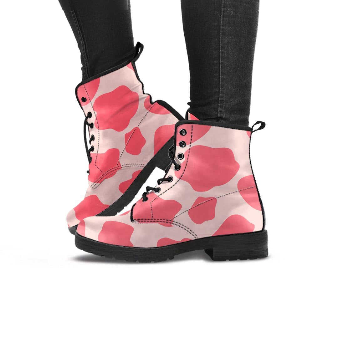 Light Pink Cow Print Women's Boots-grizzshop