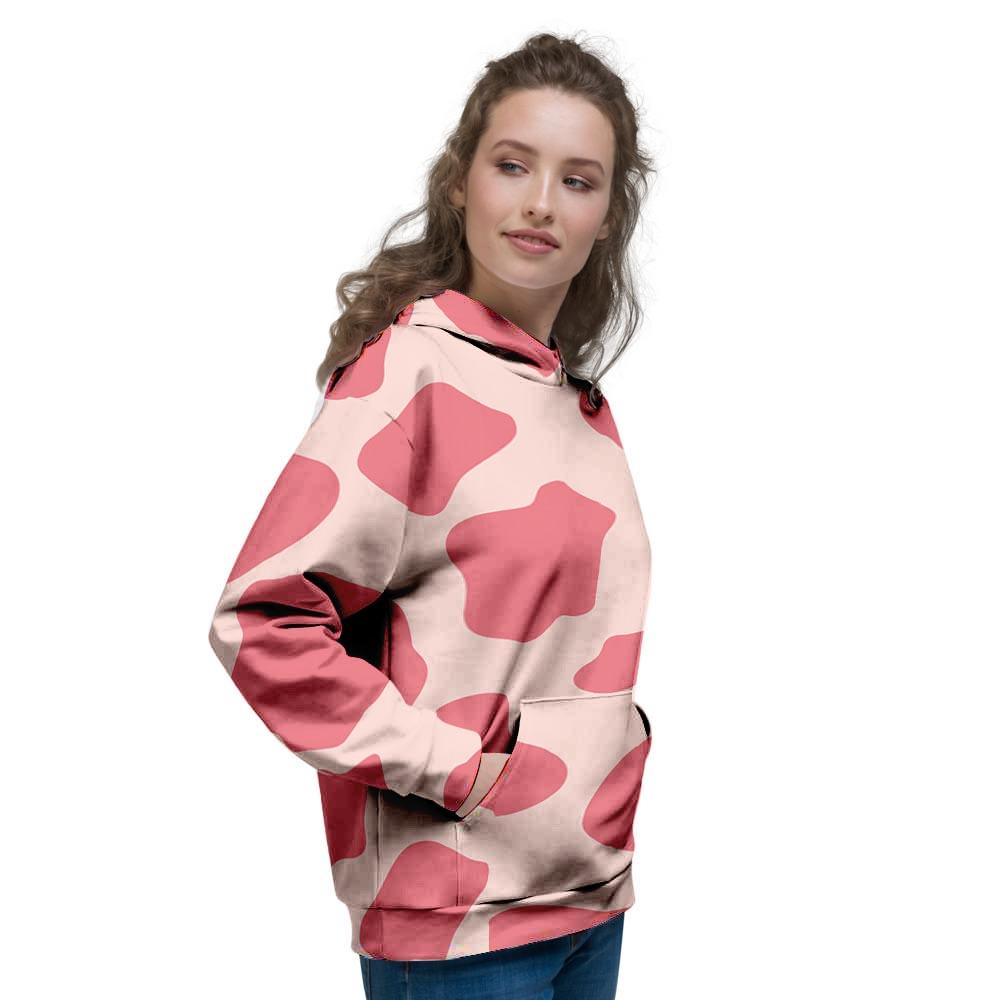 Light Pink Cow Print Women's Hoodie-grizzshop