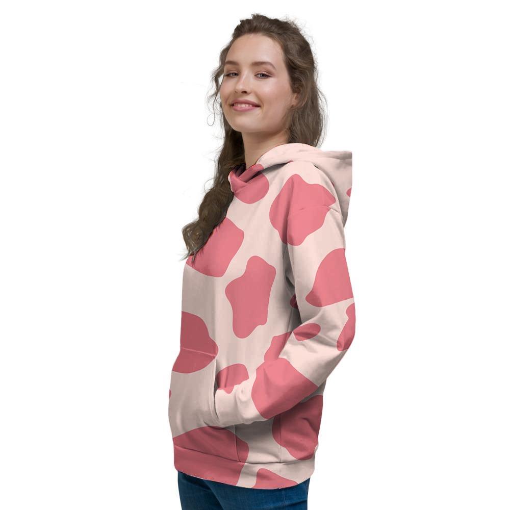 Light Pink Cow Print Women's Hoodie-grizzshop