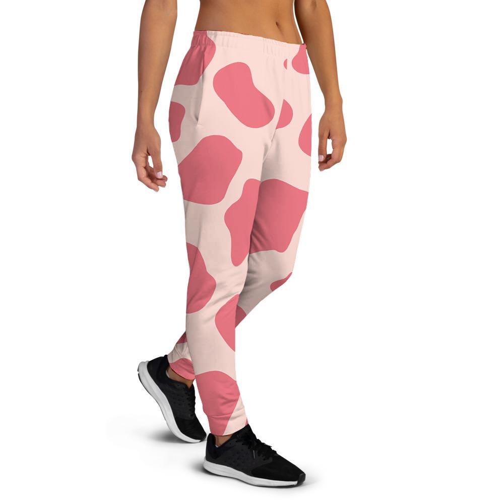 Light Pink Cow Print Women's Joggers-grizzshop