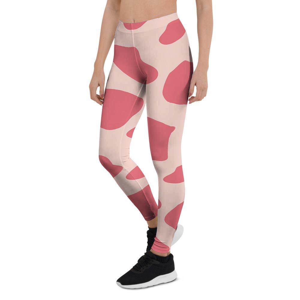 Light Pink Cow Print Women's Leggings-grizzshop