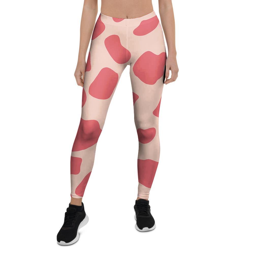 Light Pink Cow Print Women's Leggings-grizzshop