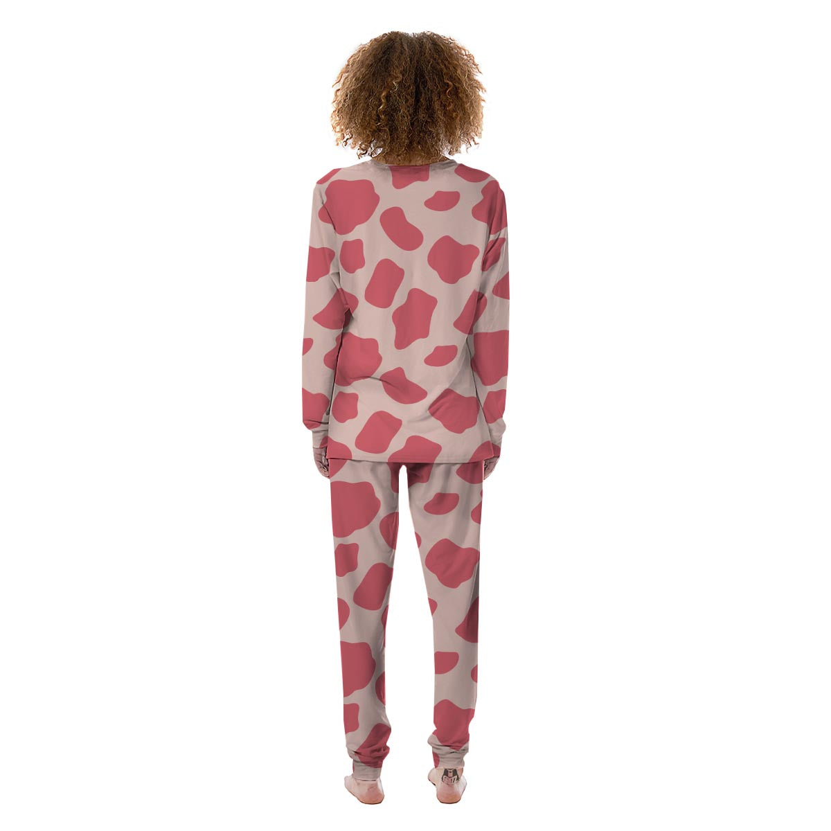 Light Pink Cow Print Women's Pajamas-grizzshop