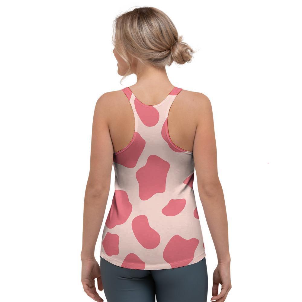 Light Pink Cow Print Women's Racerback Tank Top-grizzshop