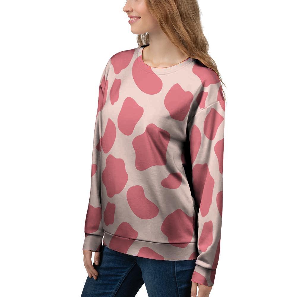 Light Pink Cow Print Women's Sweatshirt-grizzshop