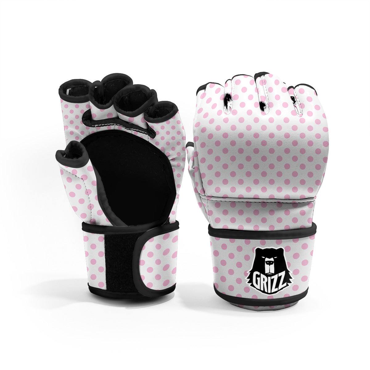 Light Pink Dots And White Print Pattern MMA Gloves-grizzshop