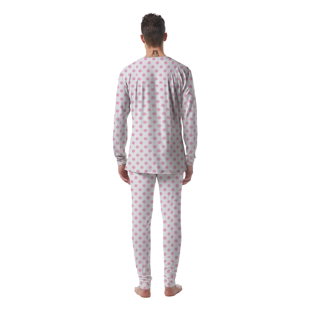 Light Pink Dots And White Print Pattern Men's Pajamas-grizzshop