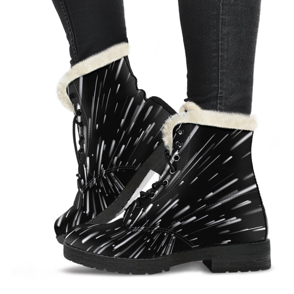 Light Speed Galaxy Space Print Comfy Winter Boots-grizzshop