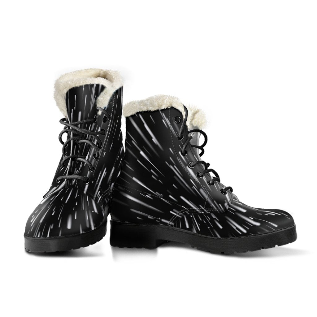 Light Speed Galaxy Space Print Comfy Winter Boots-grizzshop