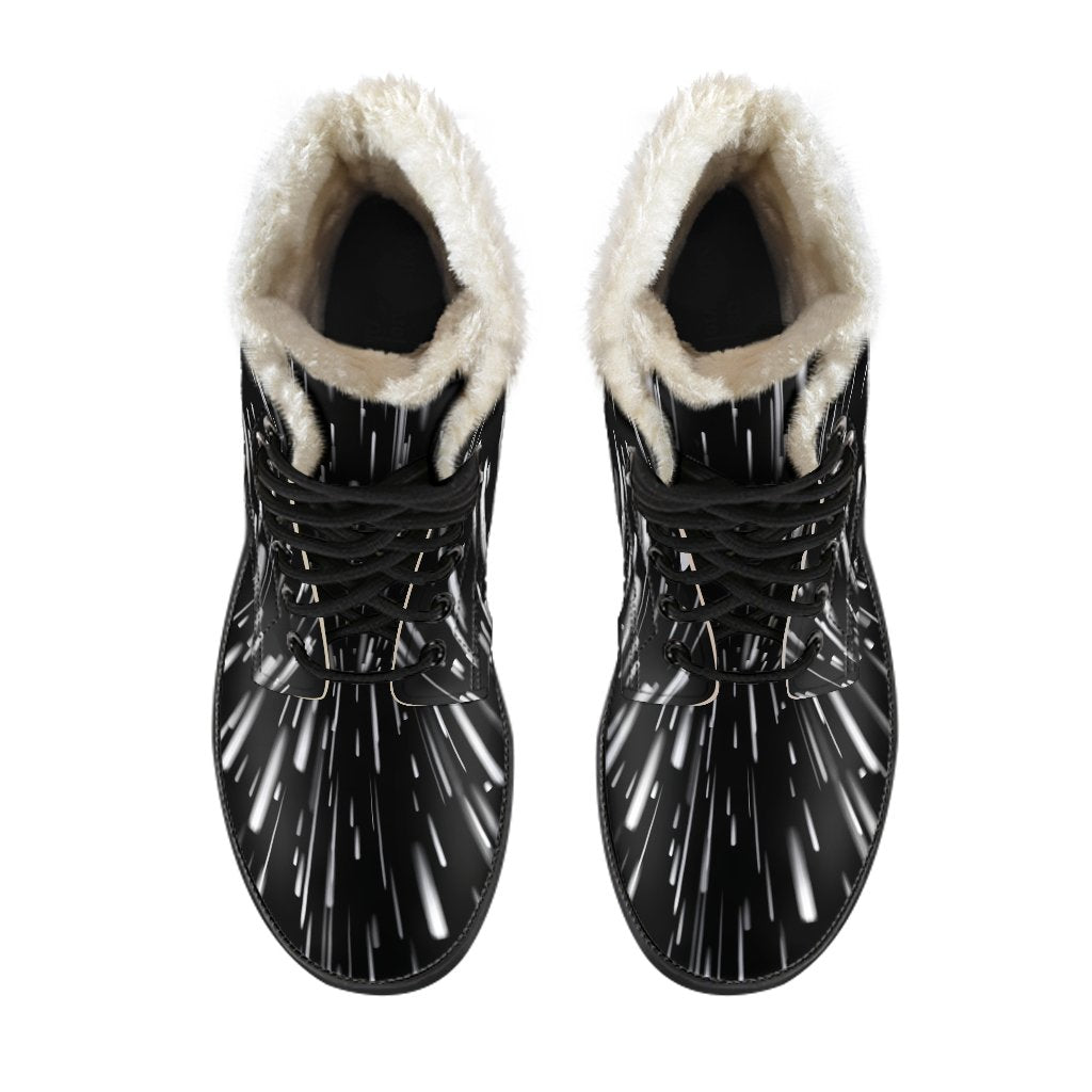 Light Speed Galaxy Space Print Comfy Winter Boots-grizzshop