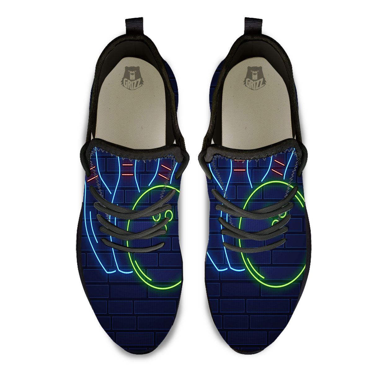 Light Up Bowling Pins Print Black Athletic Shoes-grizzshop