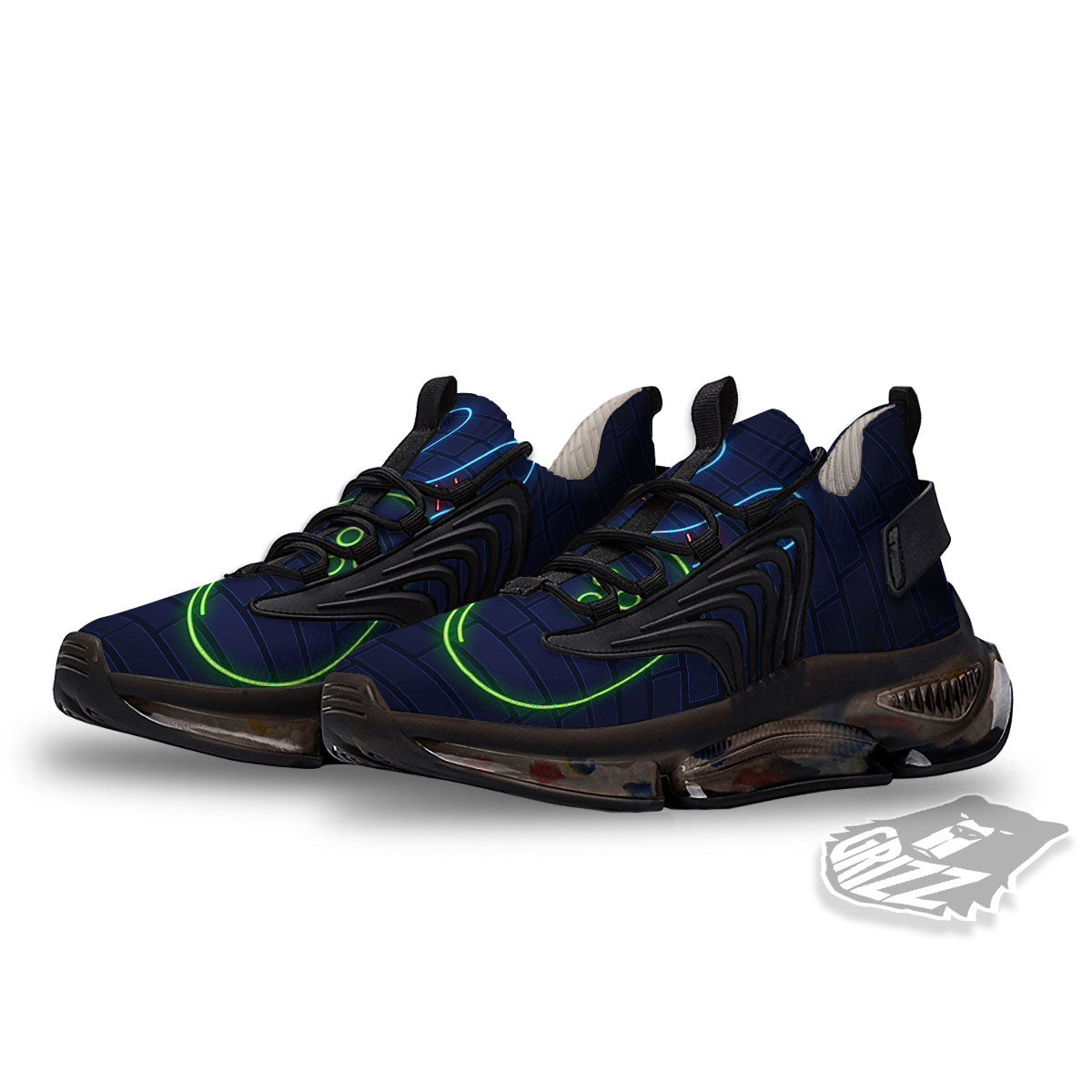 Light Up Bowling Pins Print Black Gym Shoes-grizzshop