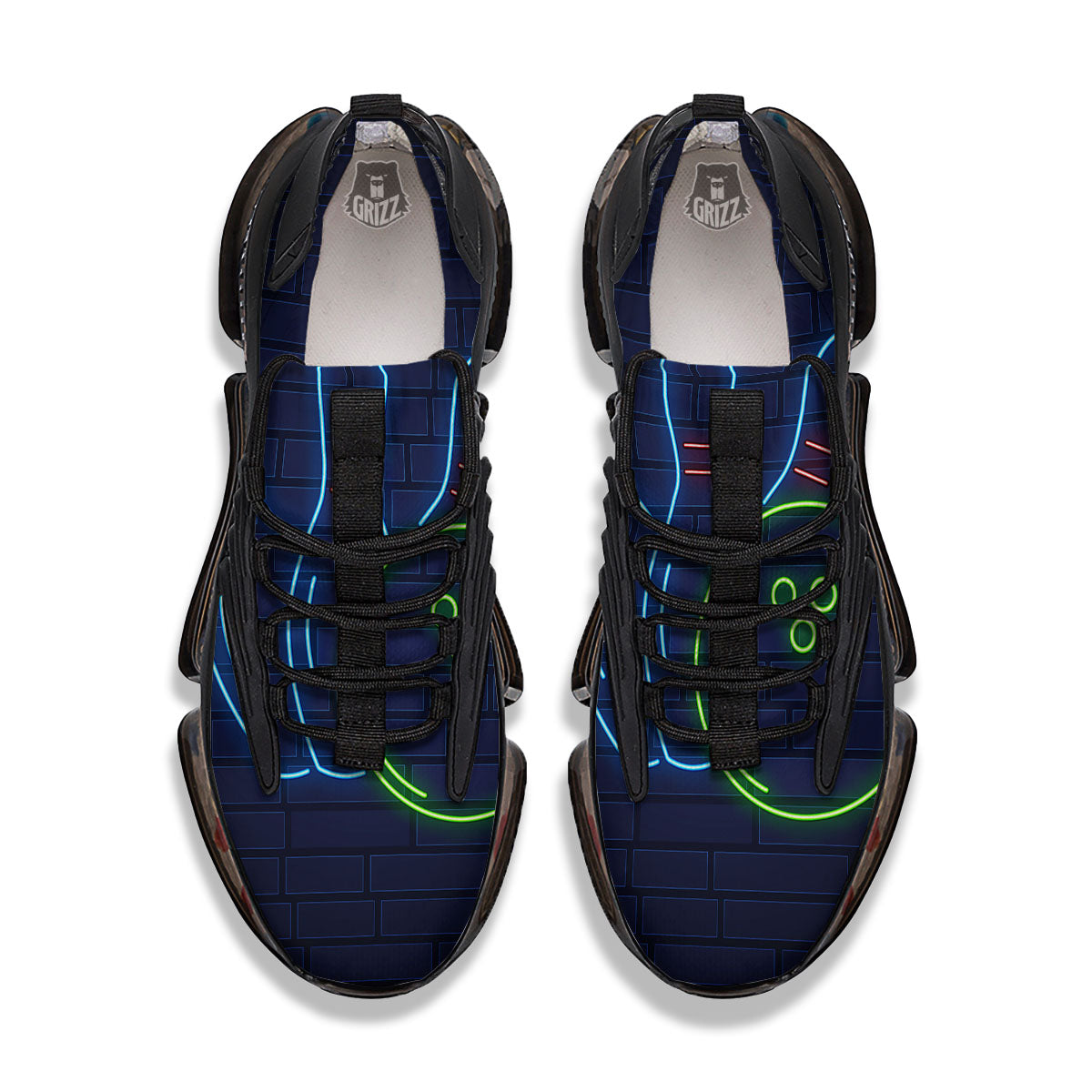 Light Up Bowling Pins Print Black Gym Shoes-grizzshop