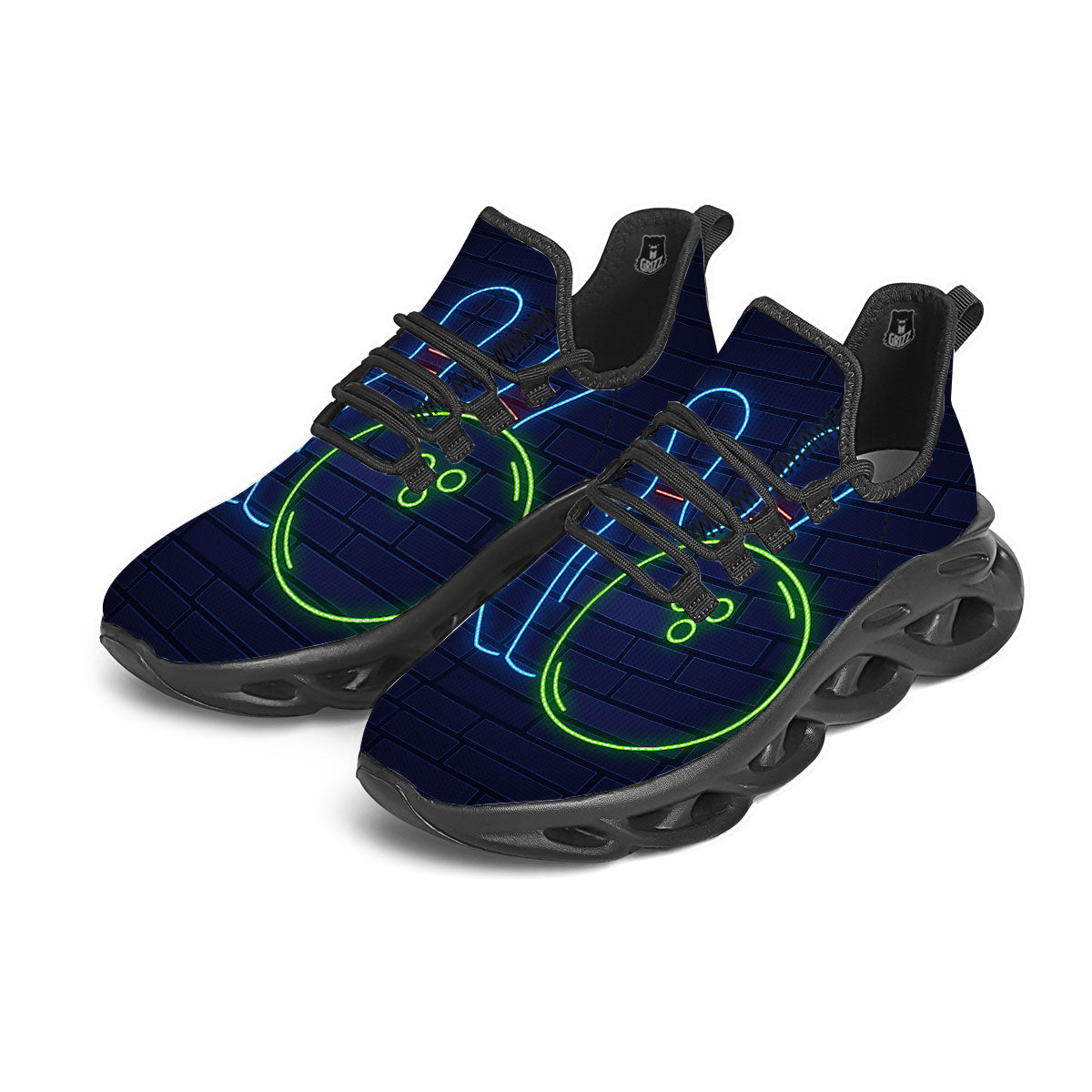Light Up Bowling Pins Print Black Running Shoes-grizzshop