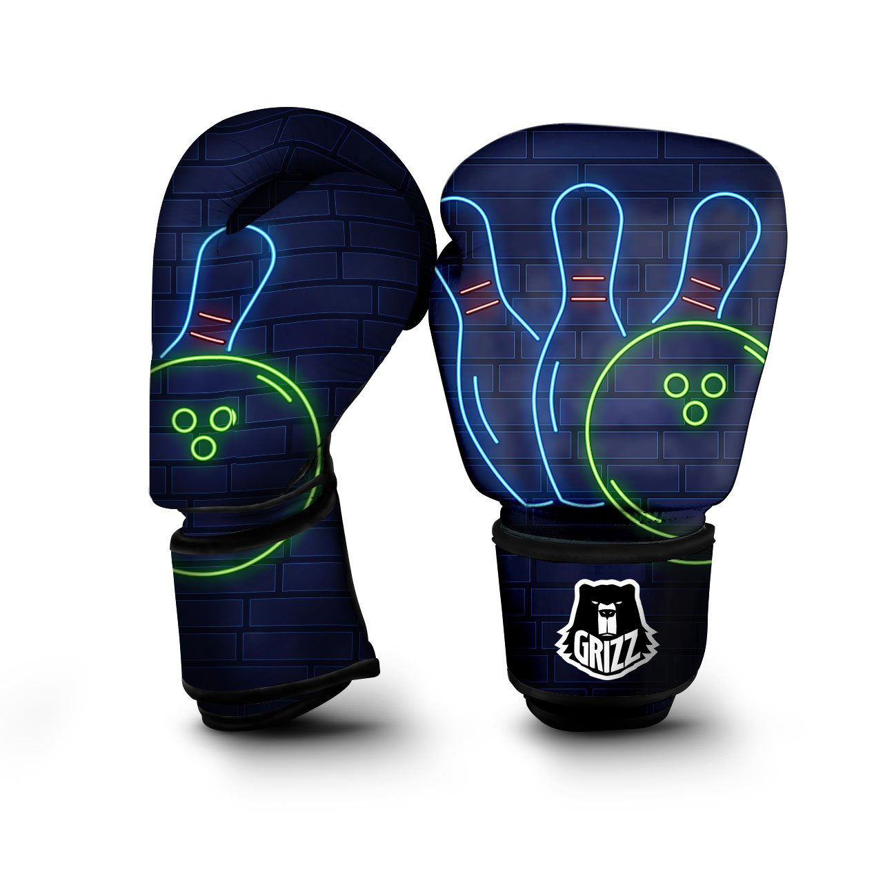 Light Up Bowling Pins Print Boxing Gloves-grizzshop