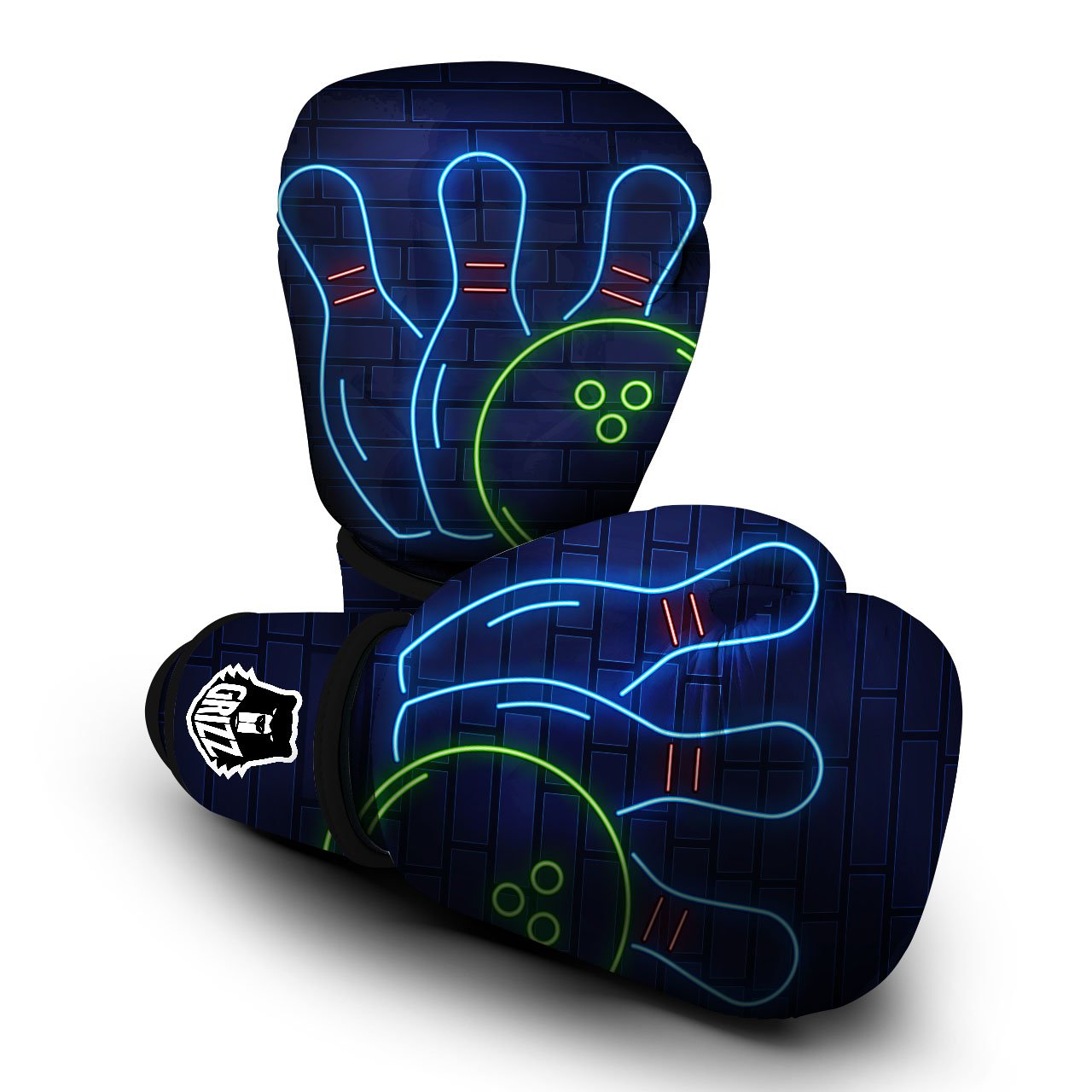 Light Up Bowling Pins Print Boxing Gloves-grizzshop