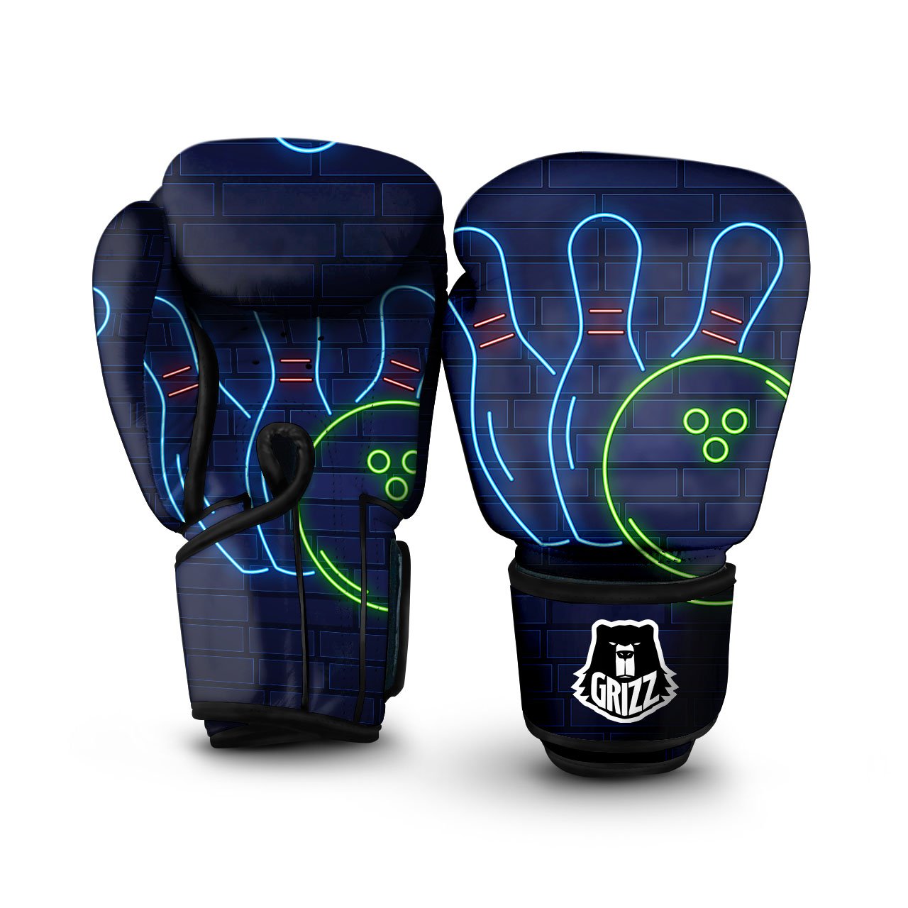 Light Up Bowling Pins Print Boxing Gloves-grizzshop
