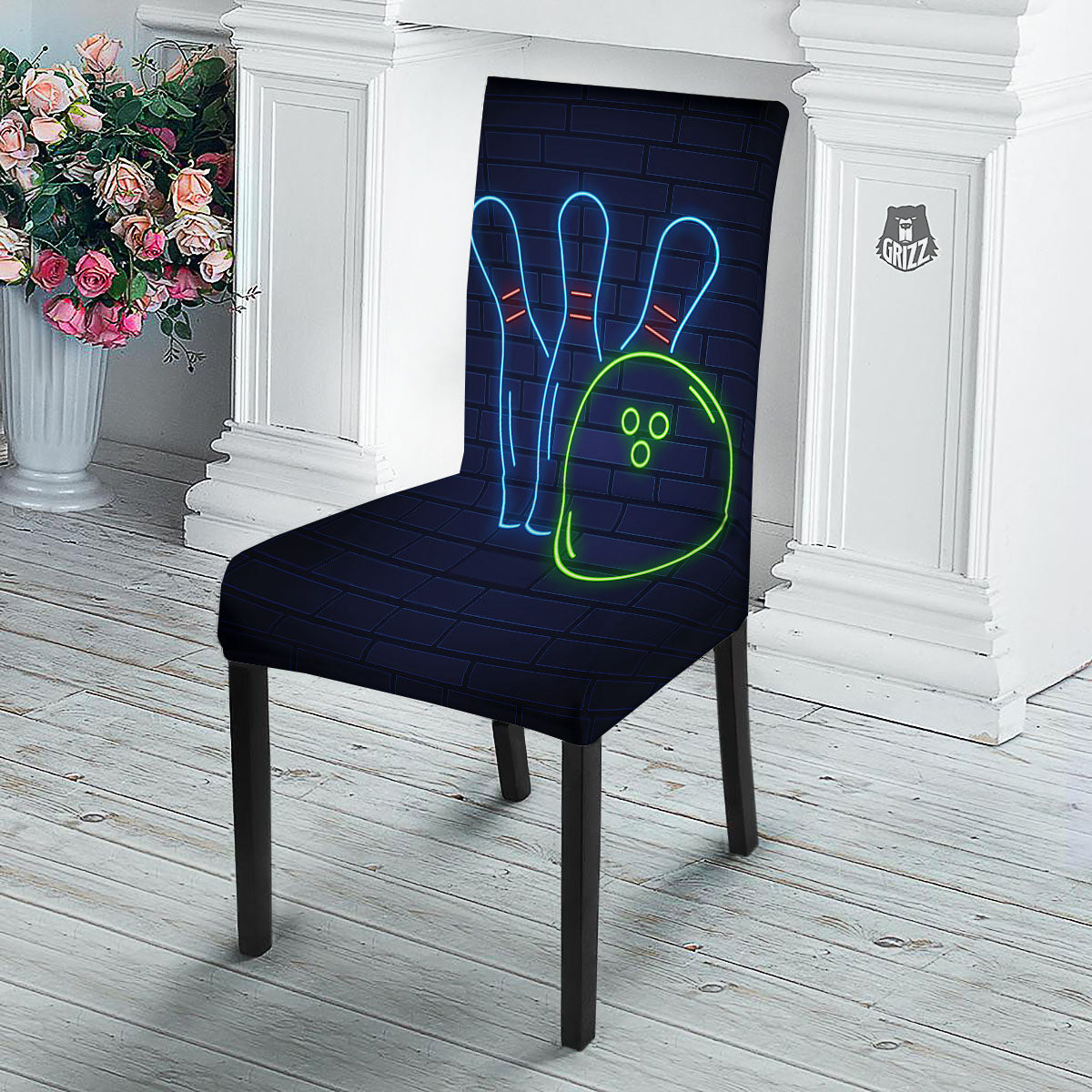 Light Up Bowling Pins Print Dining Chair Slipcover-grizzshop