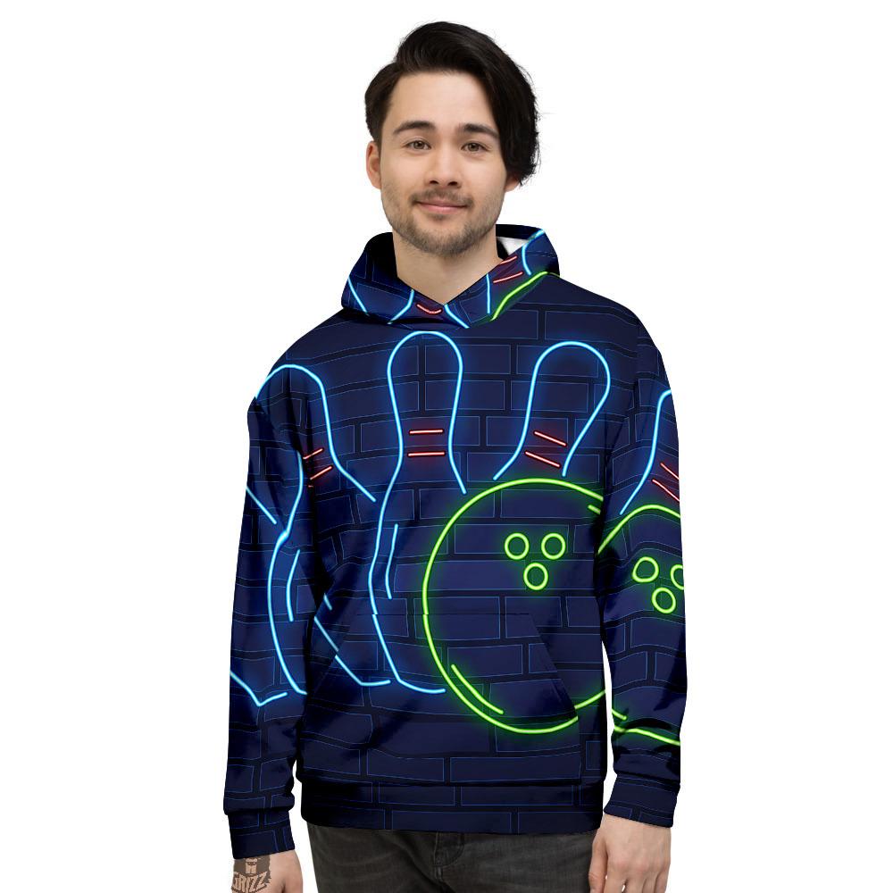 Light Up Bowling Pins Print Men's Hoodie-grizzshop