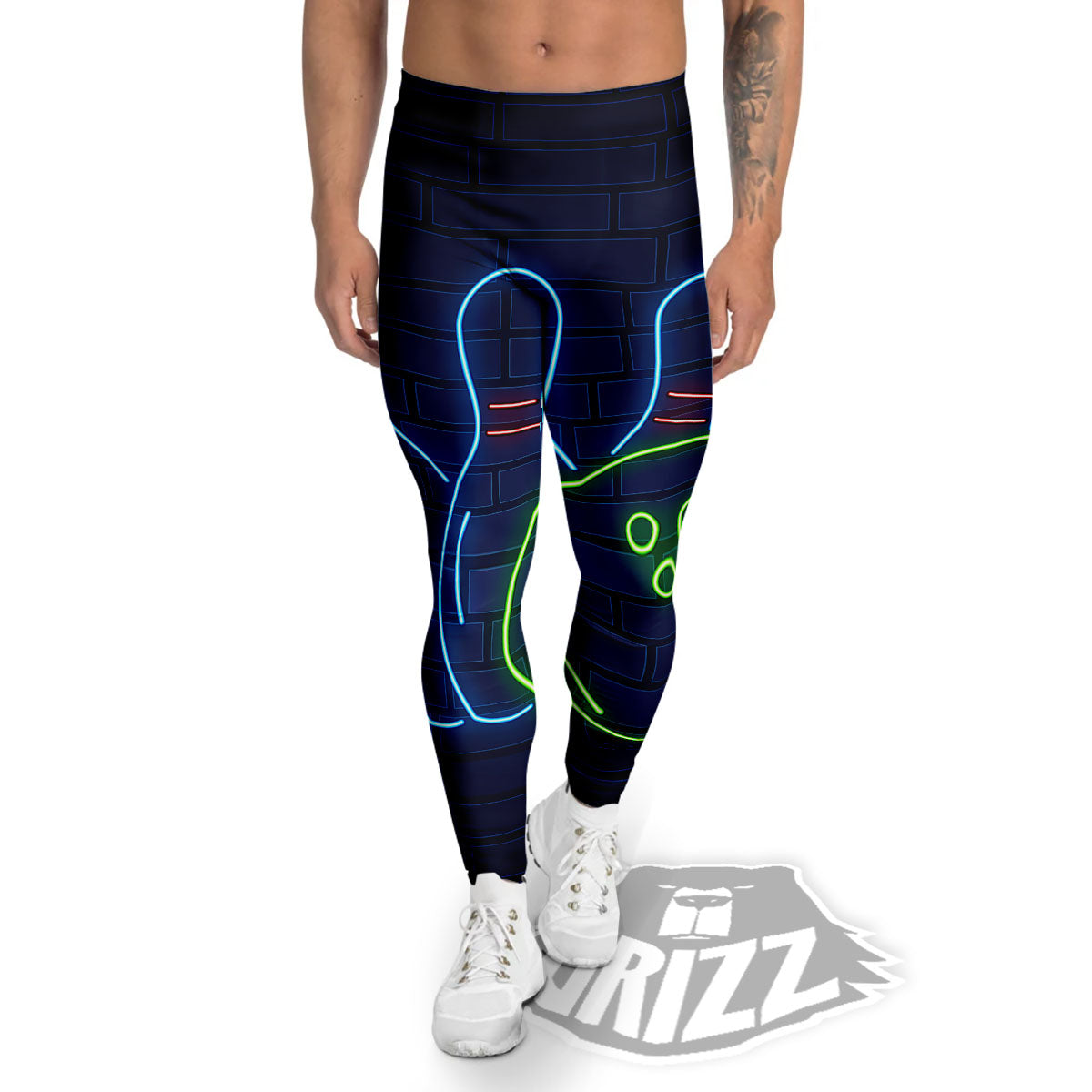 Light Up Bowling Pins Print Men's Leggings-grizzshop