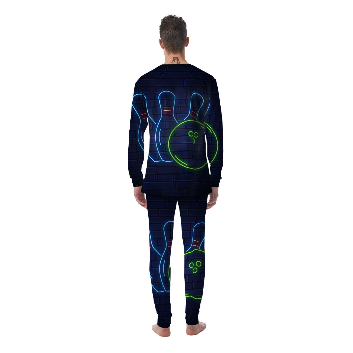 Light Up Bowling Pins Print Men's Pajamas-grizzshop