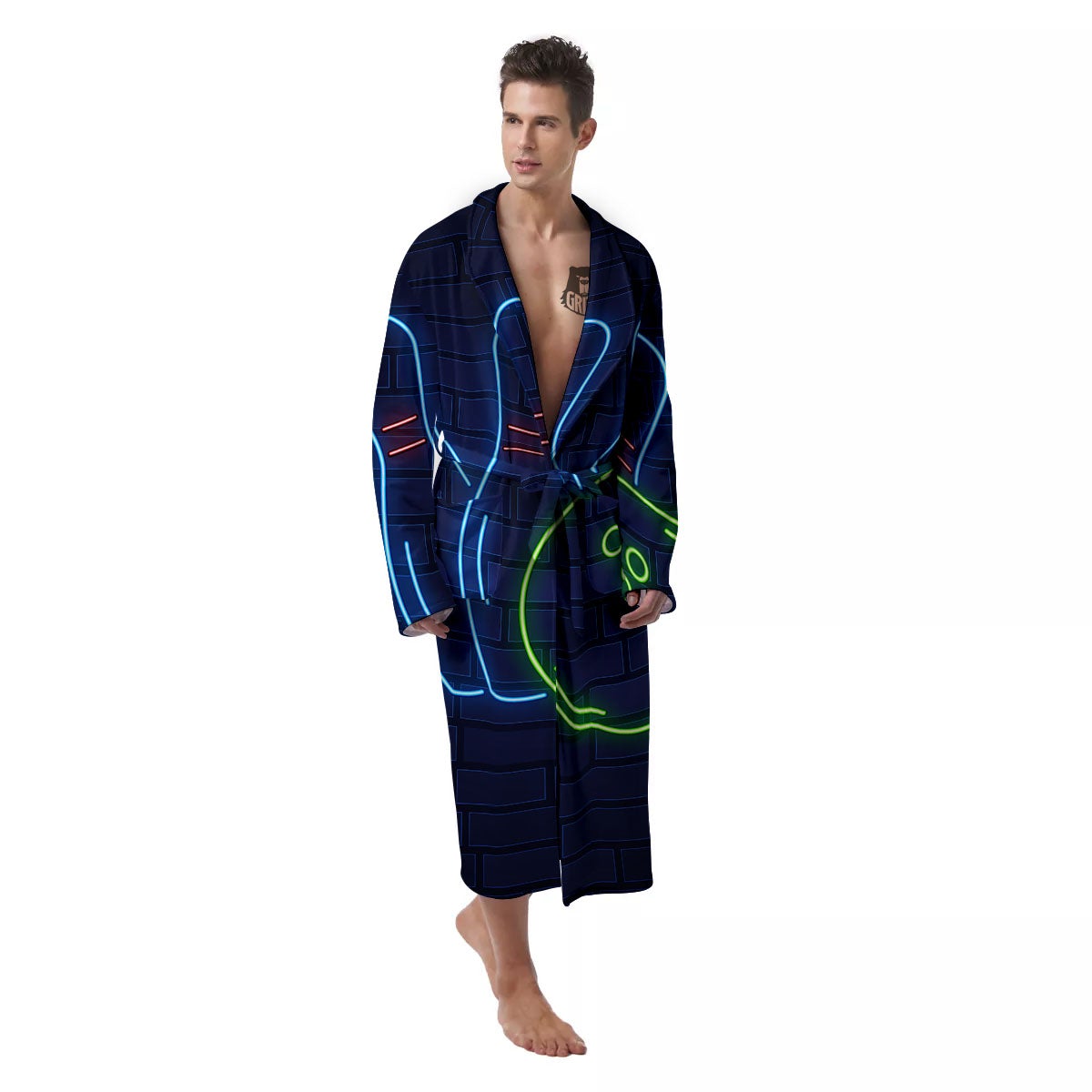 Light Up Bowling Pins Print Men's Robe-grizzshop