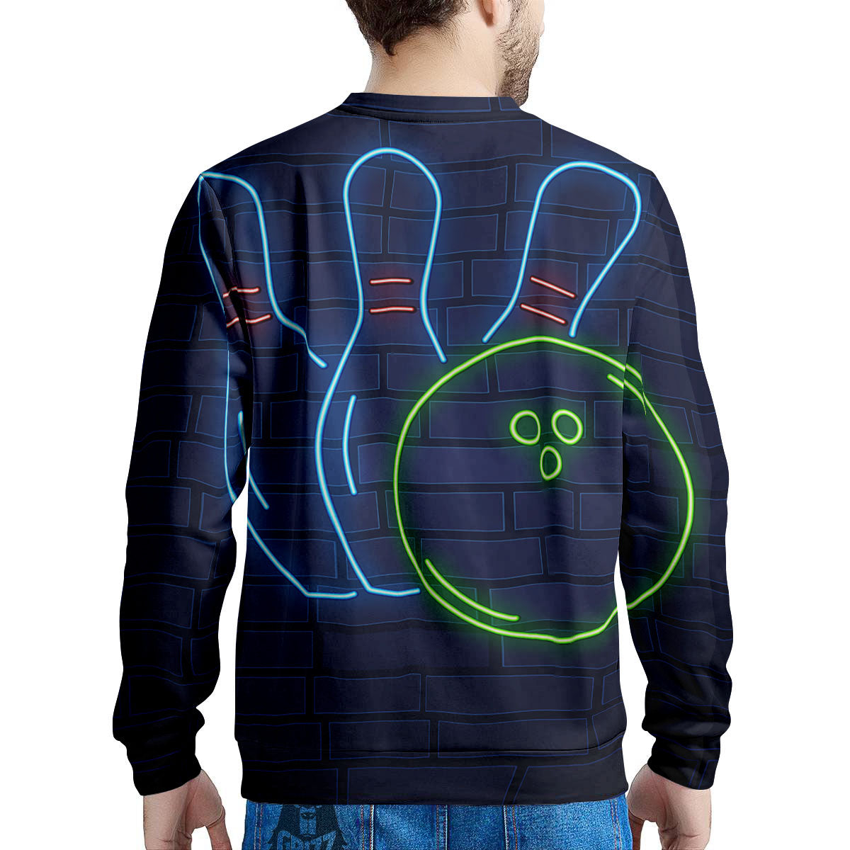 Light Up Bowling Pins Print Men's Sweatshirt-grizzshop