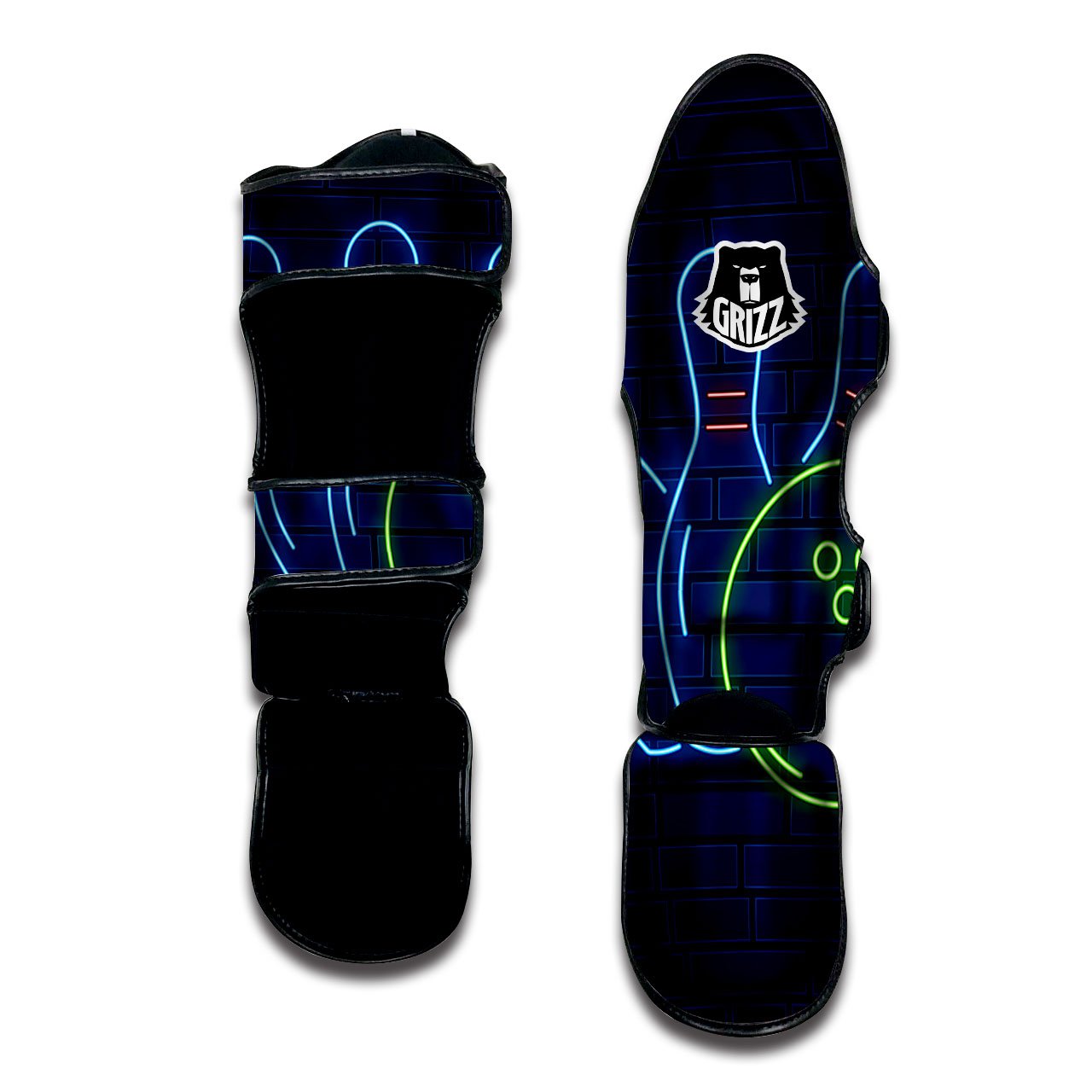 Light Up Bowling Pins Print Muay Thai Shin Guards-grizzshop
