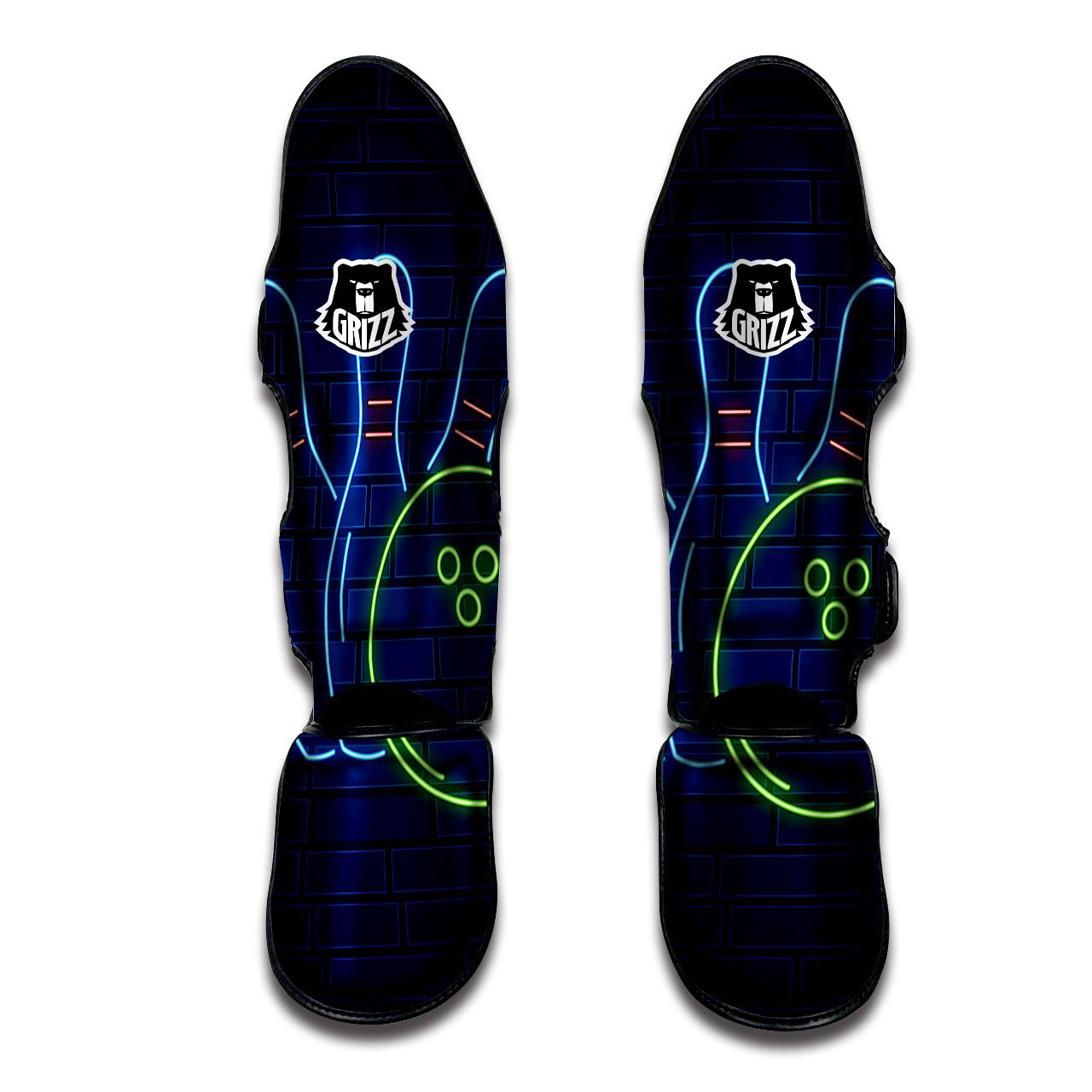 Light Up Bowling Pins Print Muay Thai Shin Guards-grizzshop