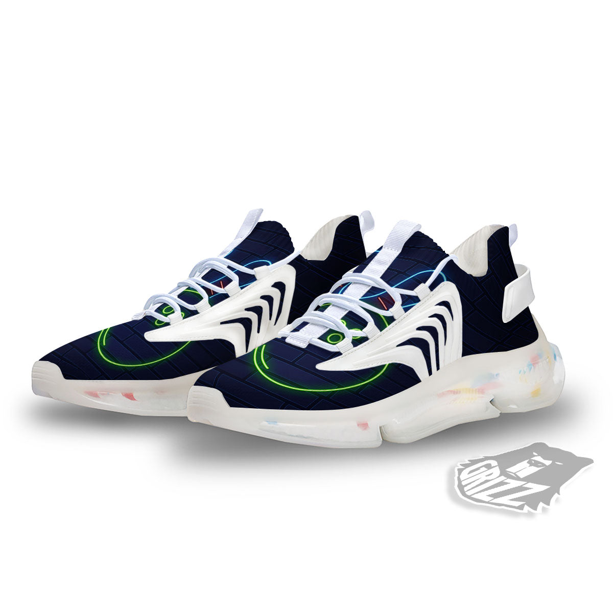 Light Up Bowling Pins Print White Gym Shoes-grizzshop