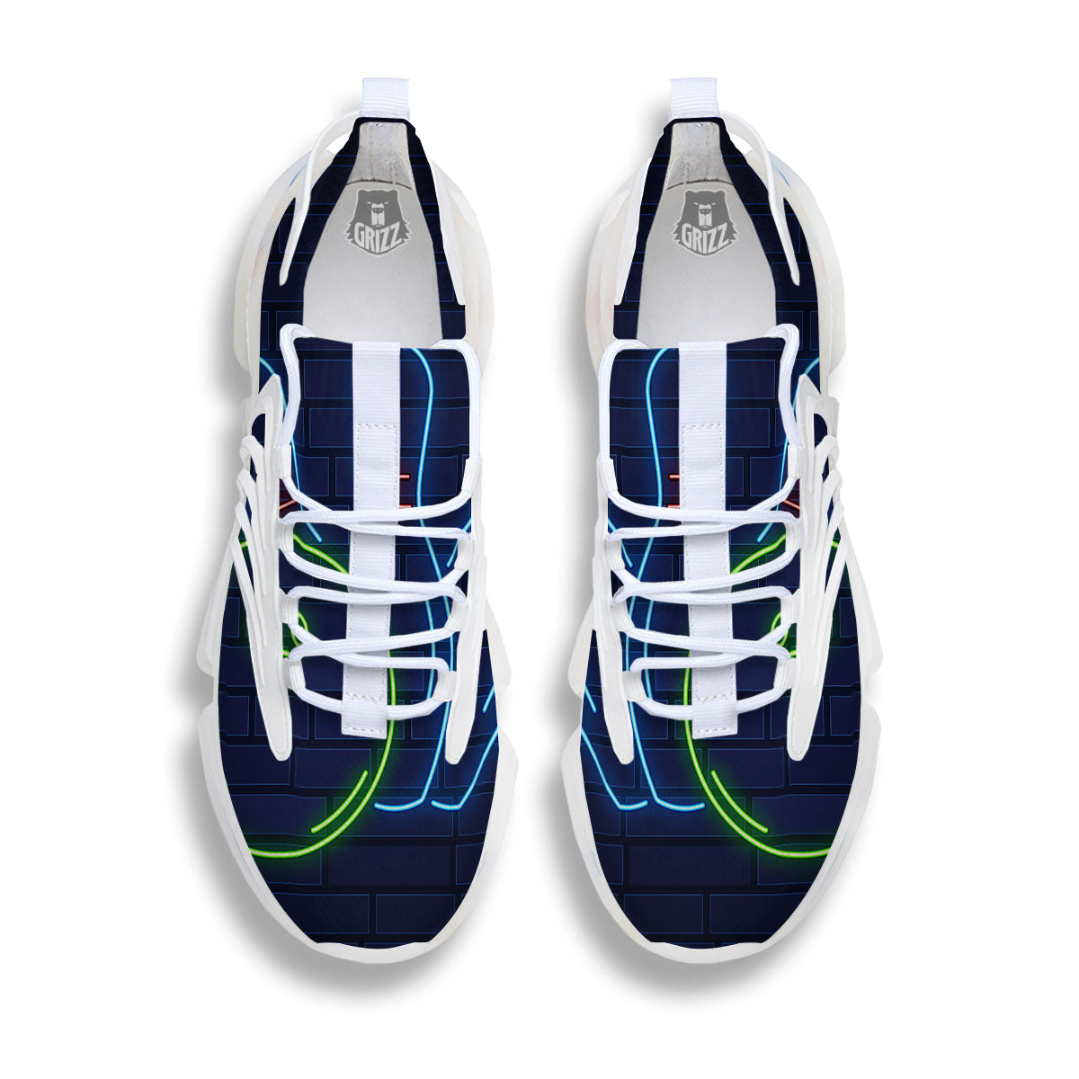 Light Up Bowling Pins Print White Gym Shoes-grizzshop