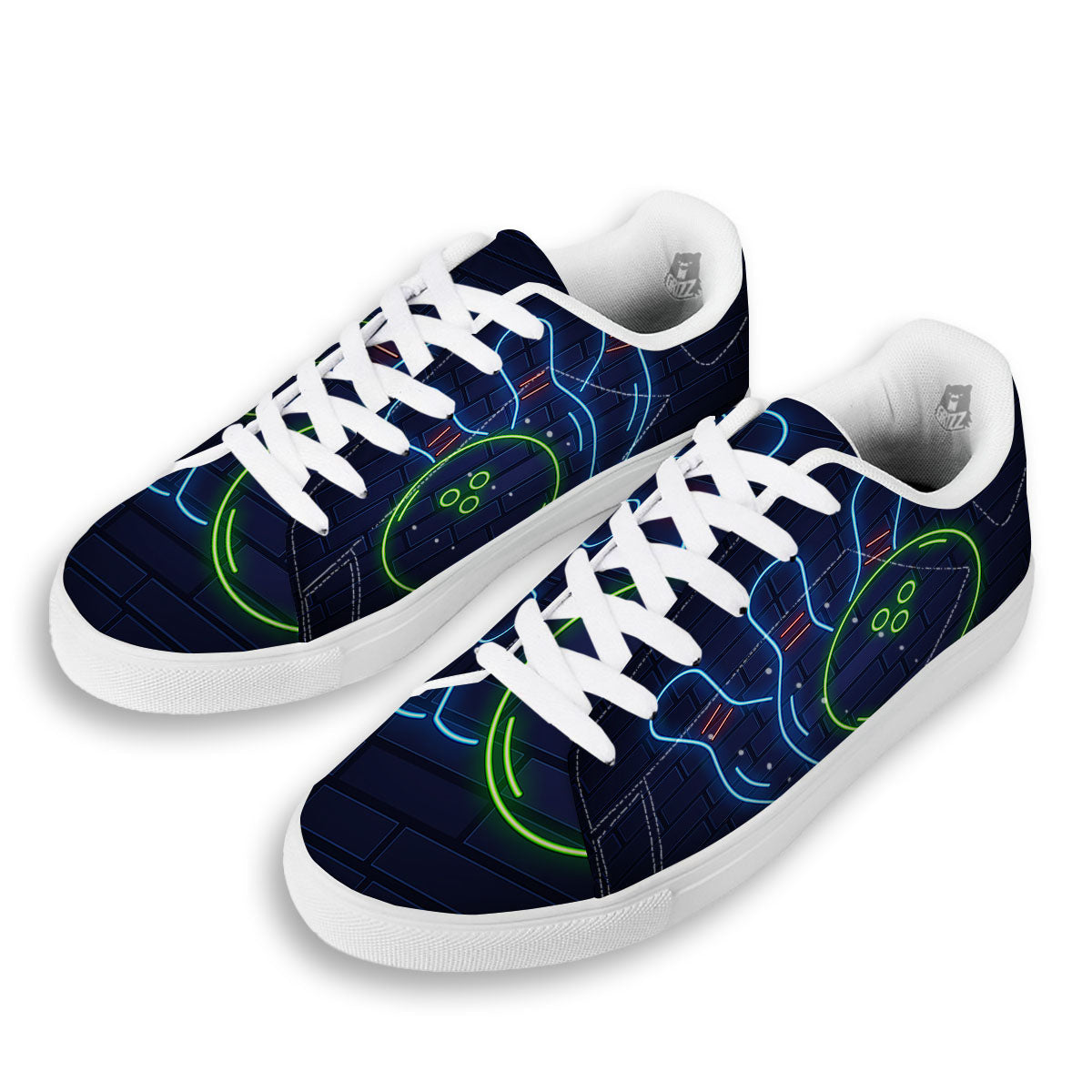 Light Up Bowling Pins Print White Low Top Sneakers-grizzshop