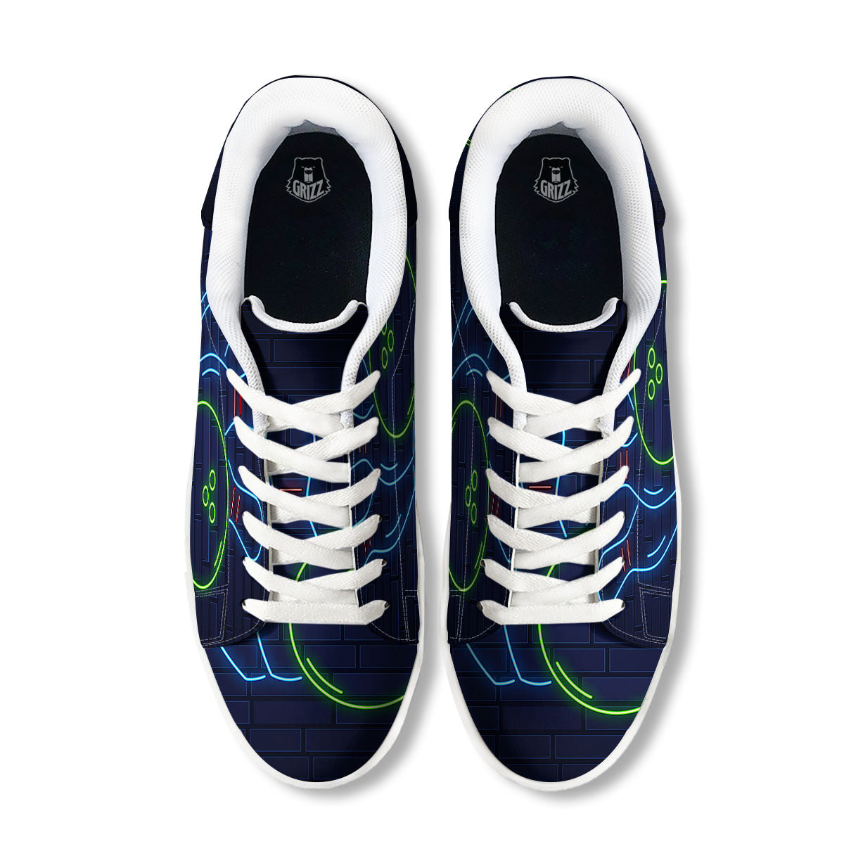 Light Up Bowling Pins Print White Low Top Sneakers-grizzshop