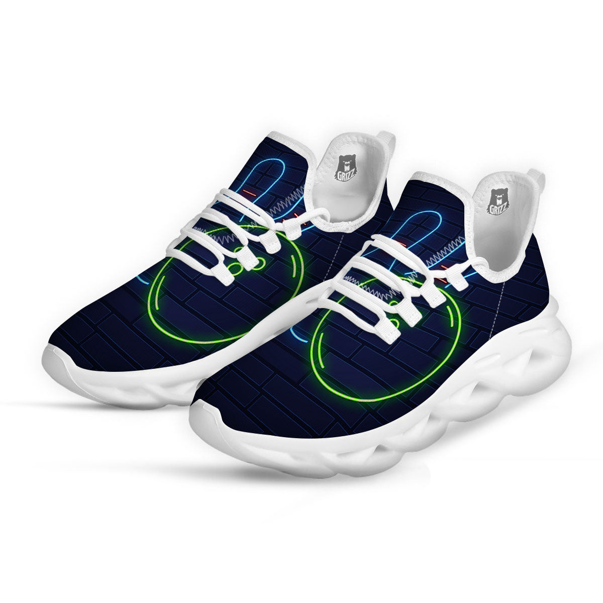 Light Up Bowling Pins Print White Running Shoes-grizzshop