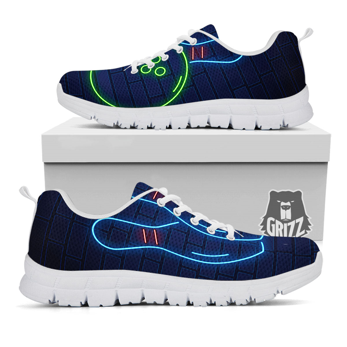Light Up Bowling Pins Print White Sneaker-grizzshop