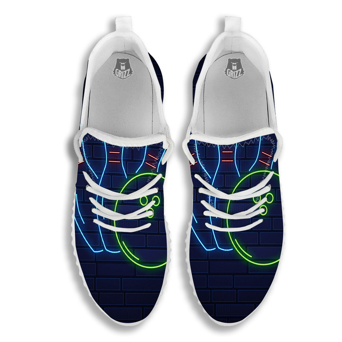Light Up Bowling Pins Print White Walking Shoes-grizzshop
