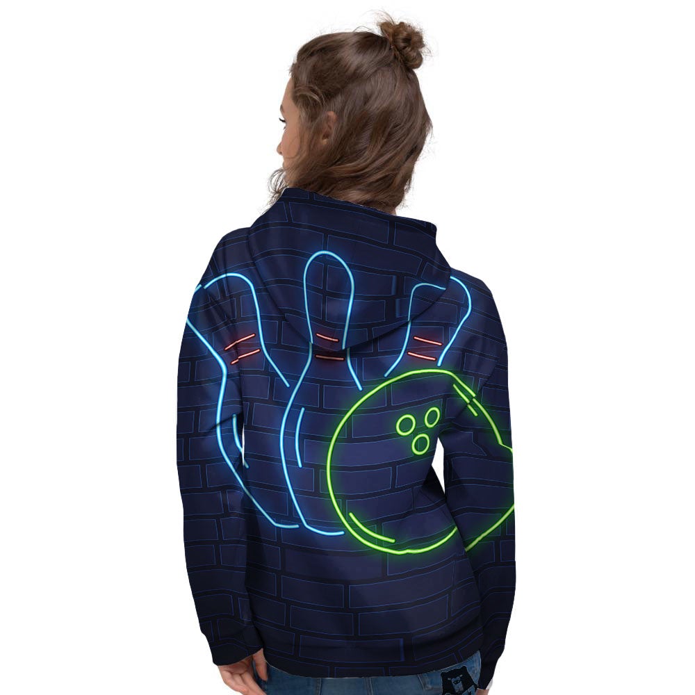 Light Up Bowling Pins Print Women's Hoodie-grizzshop
