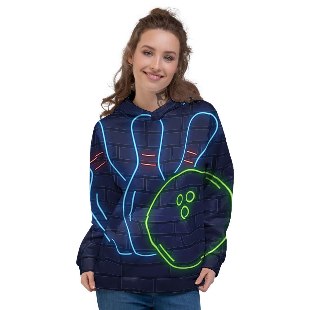 Light Up Bowling Pins Print Women's Hoodie-grizzshop