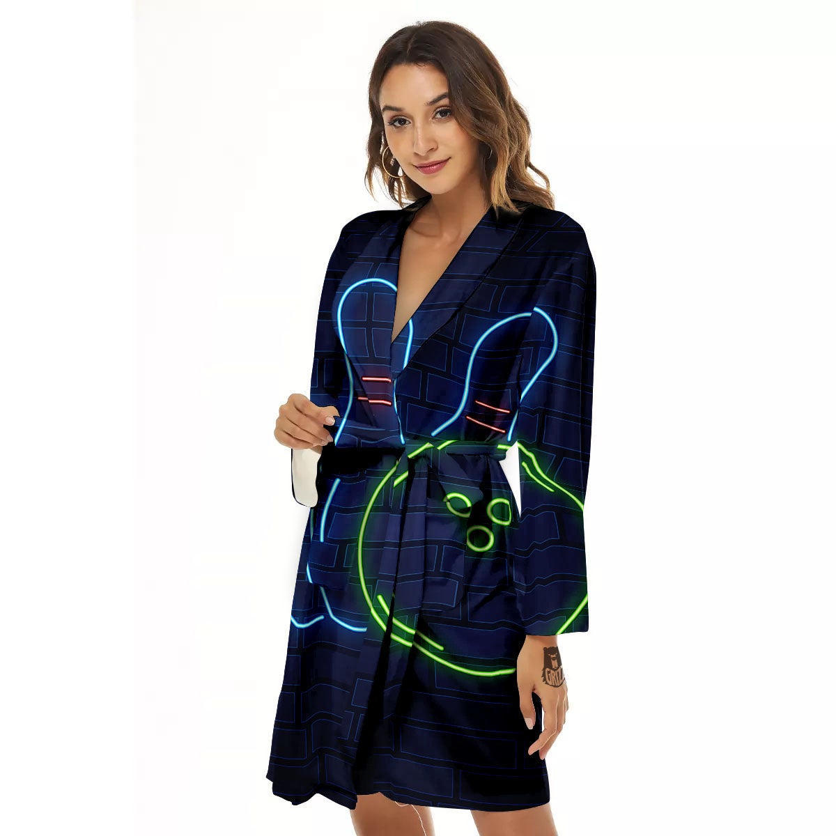 Light Up Bowling Pins Print Women's Robe-grizzshop
