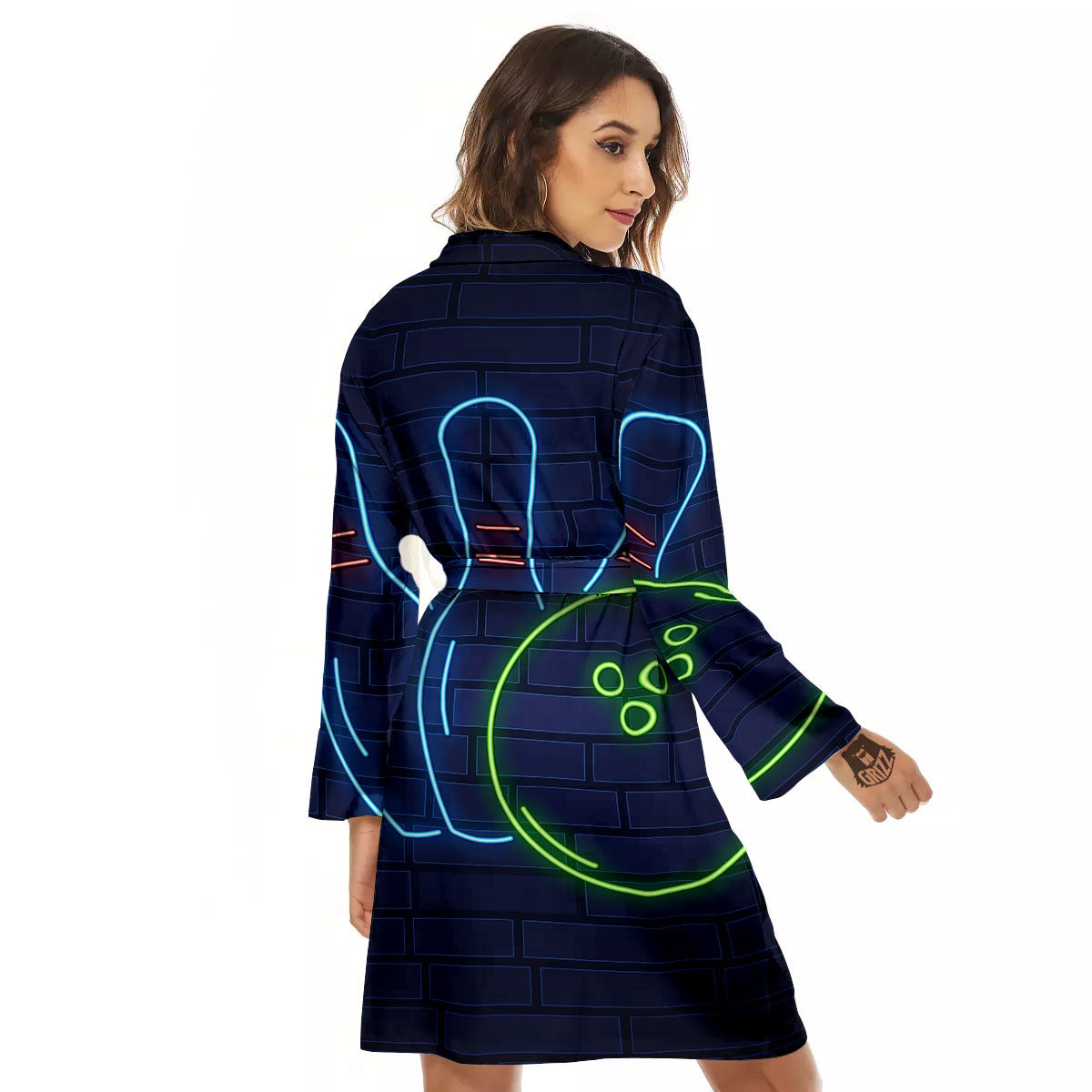 Light Up Bowling Pins Print Women's Robe-grizzshop